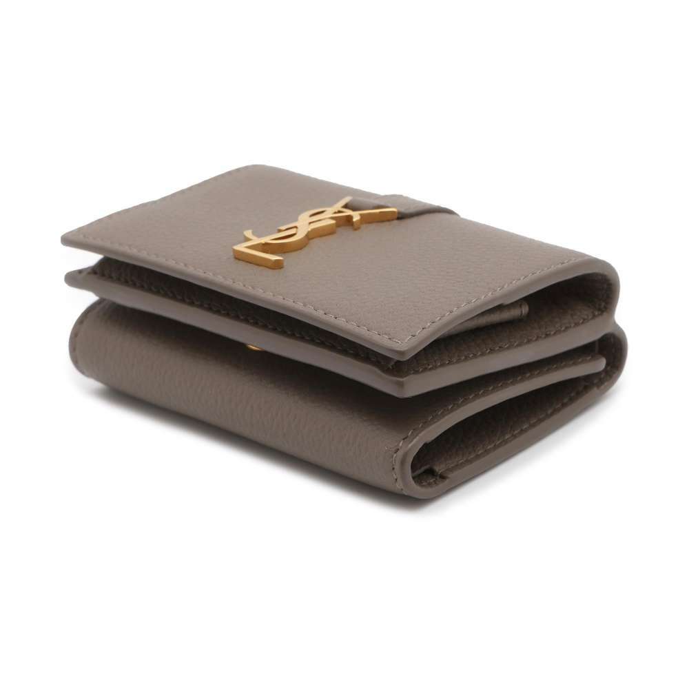 Saint Laurent Wallet Paris Compact Leather fold Tri Black